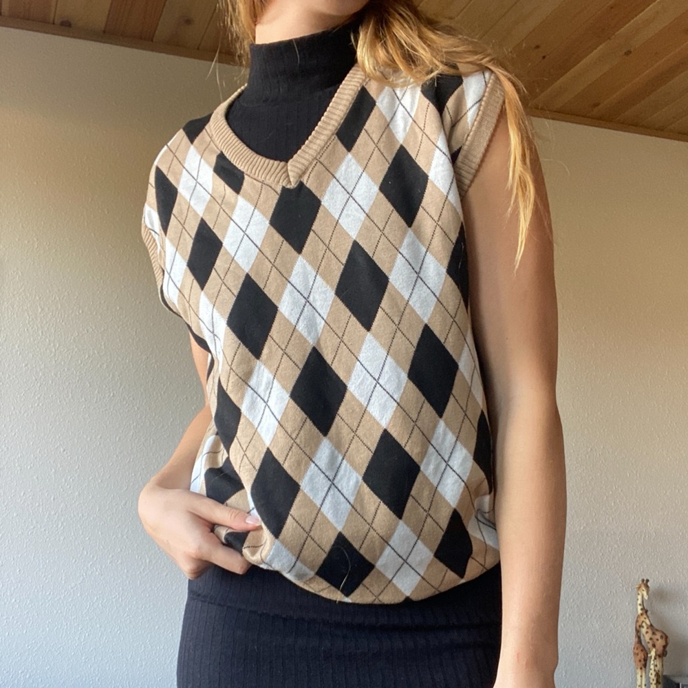 Unisex Argyle Knit Sweater Vest